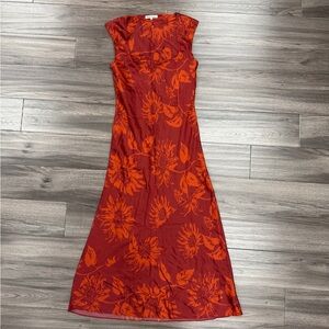 Reformation Hendrix Floral Silk-Satin Midi Dress - Size M